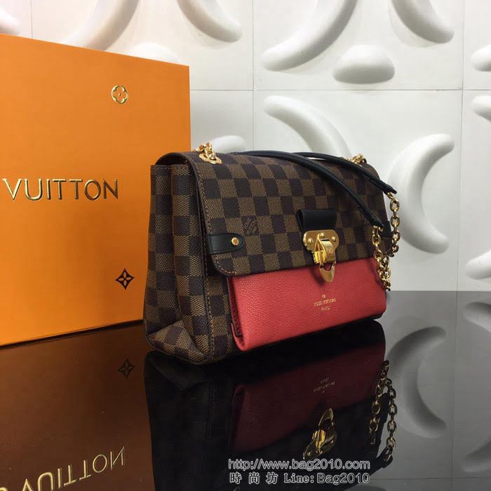 路易威登LV 頂級原單 N40110紅 SAINT PLACIDE手袋 Damier Ebène帆布 搭配小牛皮和優雅褶皺 多用手袋 肩背斜挎包  YDH2571